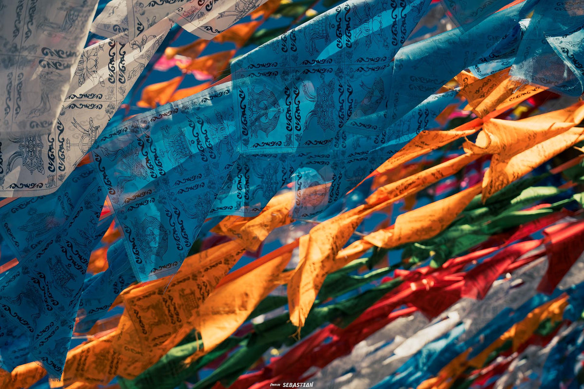 Tibetan Prayer Flags Across the Mountain Passes