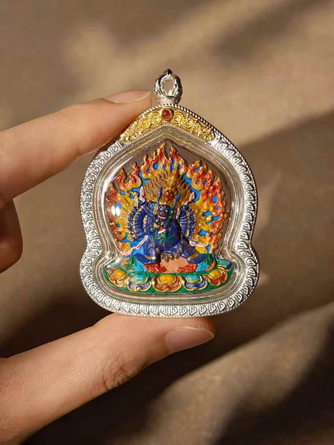 Six-Armed Mahakala Mini Tsa Tsa Pendant