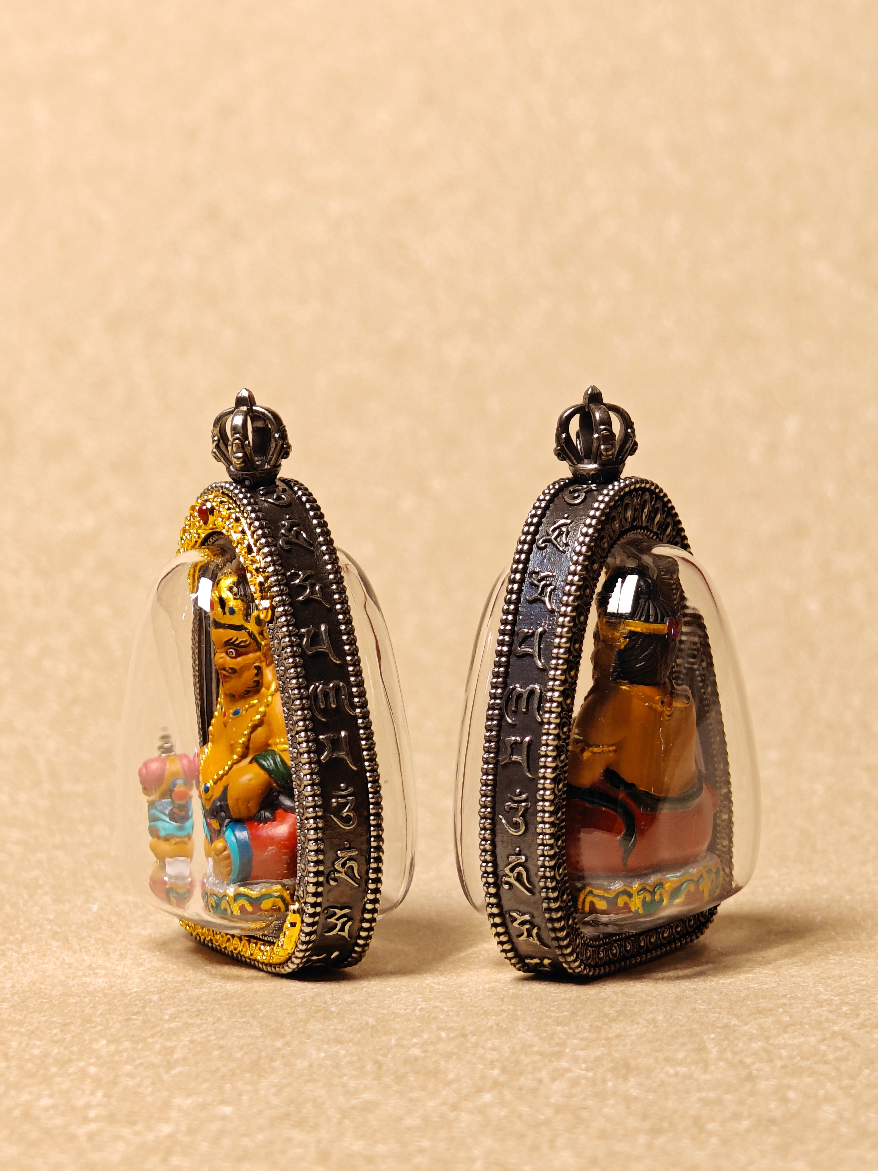 Yellow Jambhala Tsa Tsa Pendant | Hand-Painted Sacred Art