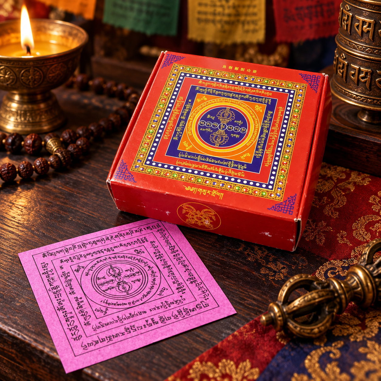 Tibetan Prayer Offering Paper – Yellow, Green & Purple Ritual Paper Set