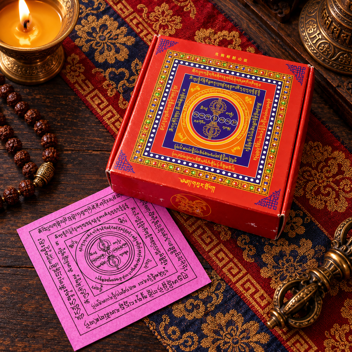 Tibetan Prayer Offering Paper – Yellow, Green & Purple Ritual Paper Set