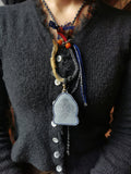 Medicine Buddha Tsa Tsa Handcrafted Tibetan Buddhist Sculpture with Patina Leather Case