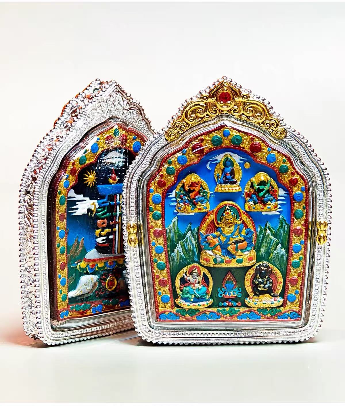Five Jambhalas Tsa Tsa Pendant — Yellow Jambhala & Tenfold Powerful Symbol
