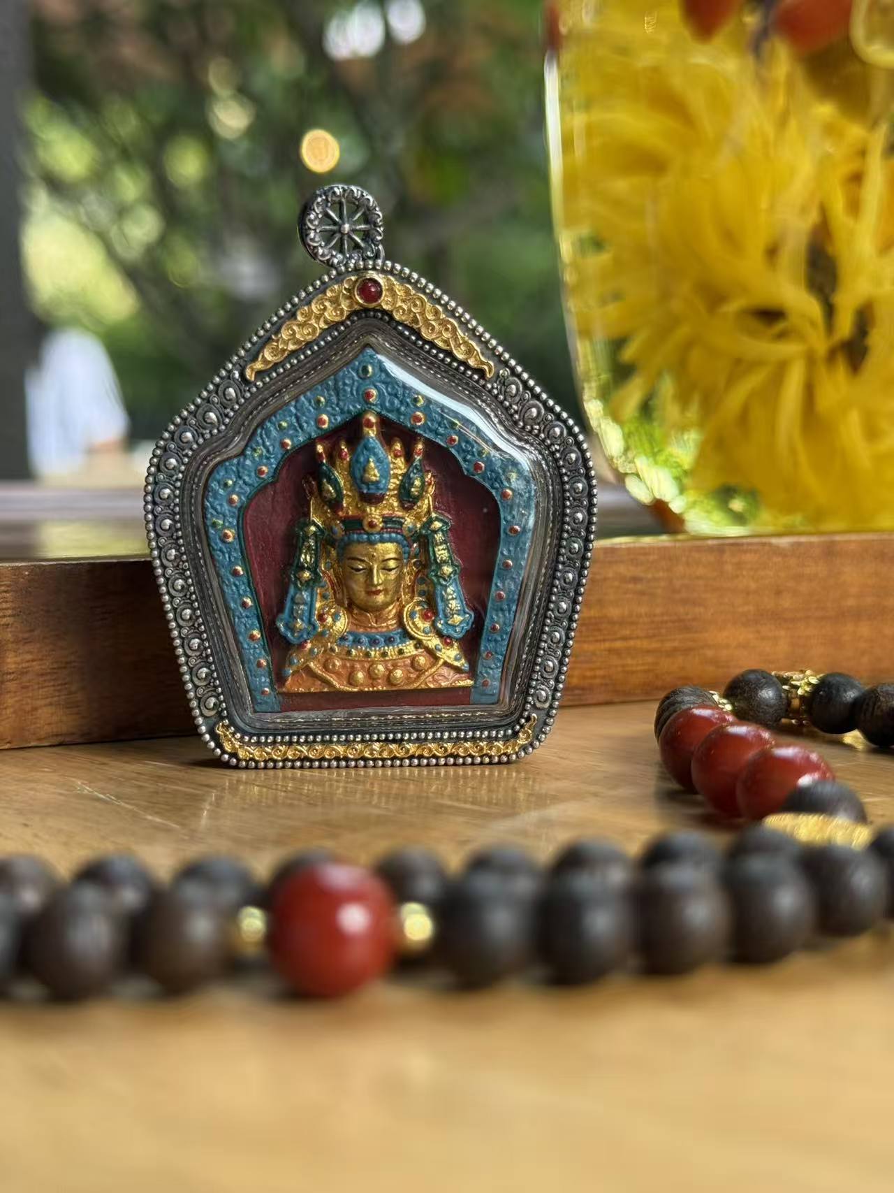 Jowo Rinpoche Gawu Pendant Handcrafted Tibetan Buddhist Art Jewelry