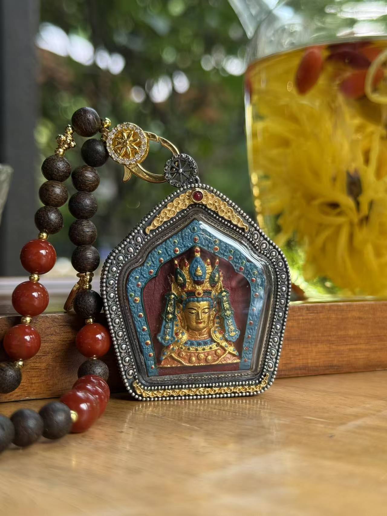 Jowo Rinpoche Gawu Pendant Handcrafted Tibetan Buddhist Art Jewelry
