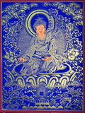 Hand-Painted Guru Rinpoche Thangka — Lapis Blue & Gold