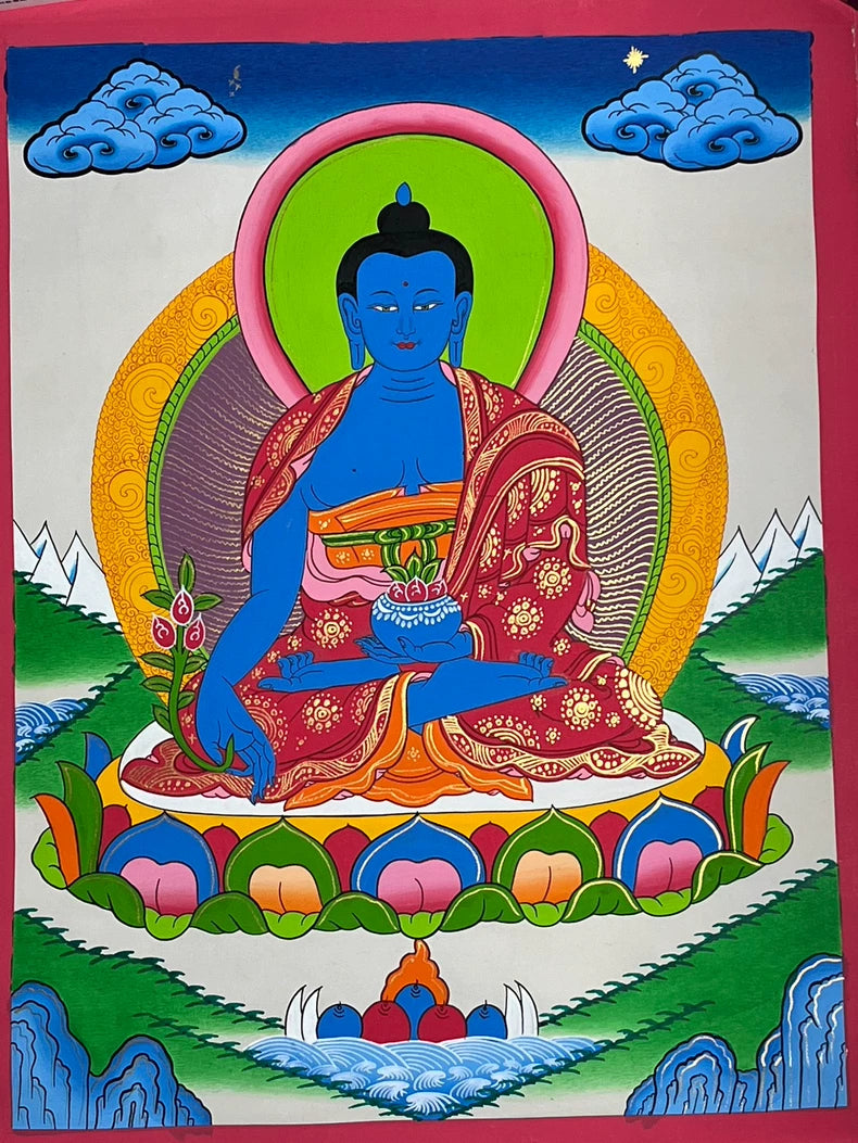 Medicine Buddha Thangka | Hand-Painted Buddhist Art