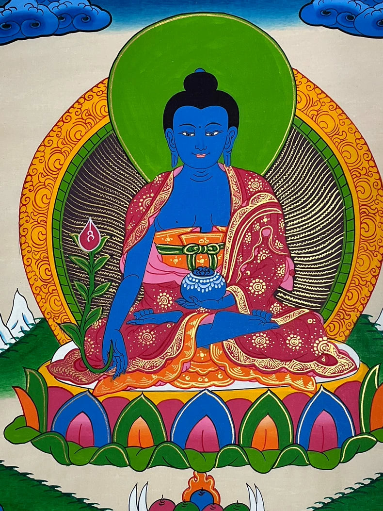 Medicine Buddha Thangka | Hand-Painted Buddhist Art