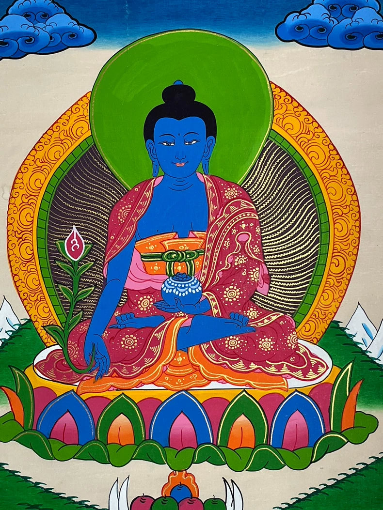 Medicine Buddha Thangka | Hand-Painted Buddhist Art