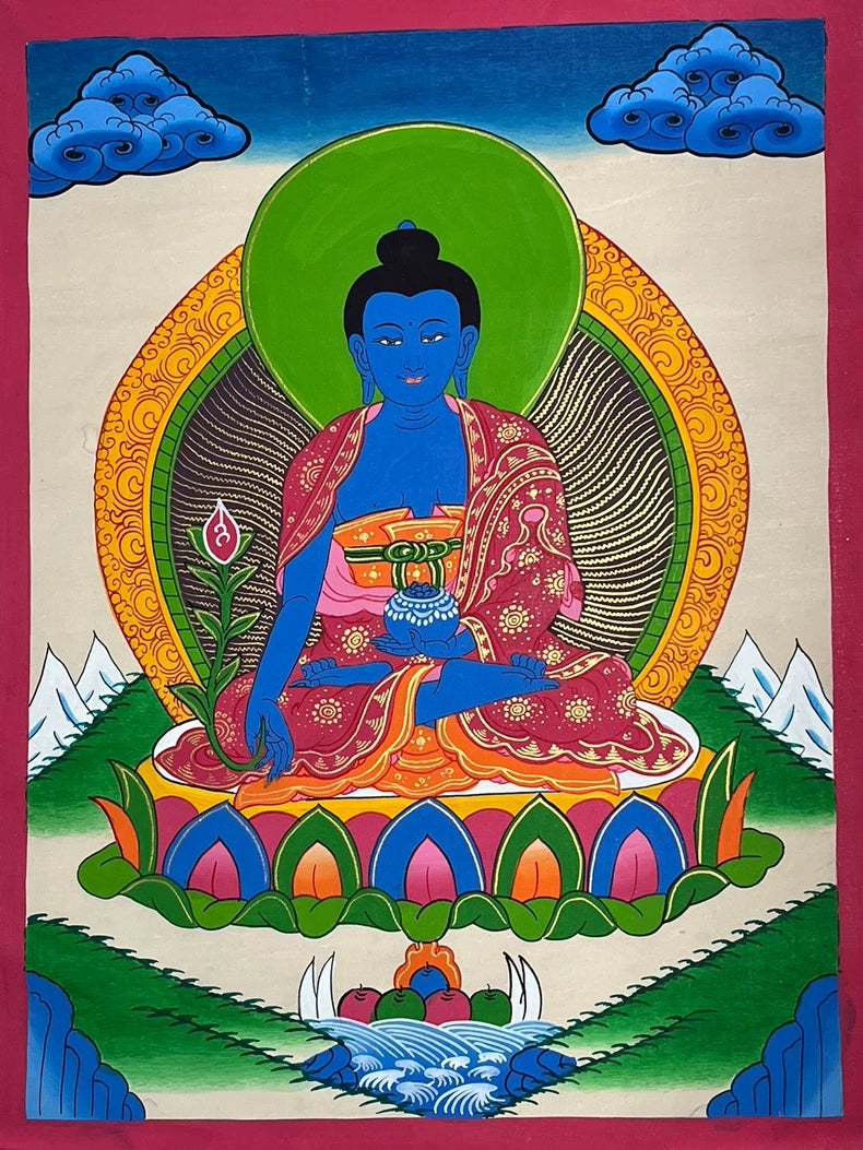Medicine Buddha Thangka | Hand-Painted Buddhist Art