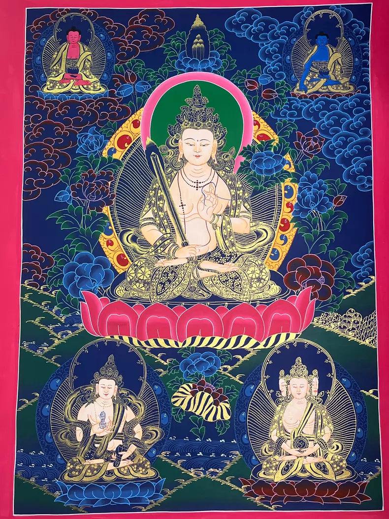 Akashagarbha Bodhisattva Thangka | Hand-Painted Buddhist Art