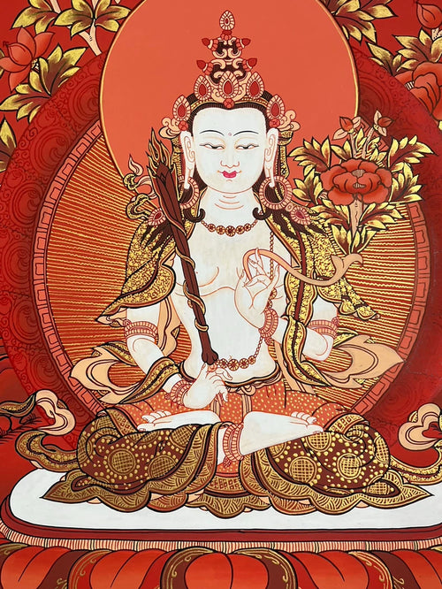 Akashagarbha Bodhisattva Thangka | Hand-Painted Tibetan Buddhist Art
