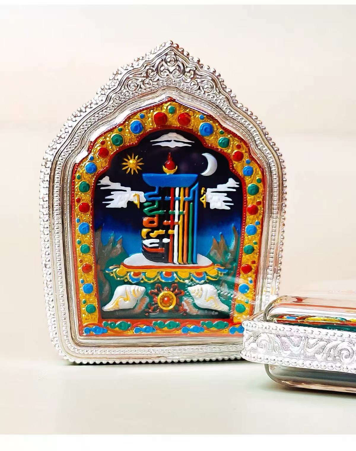 Five Jambhalas Tsa Tsa Pendant — Yellow Jambhala & Tenfold Powerful Symbol