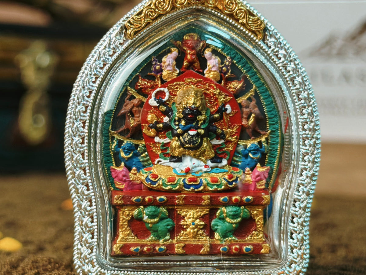 Six-Armed Mahakala Tsa Tsa Gau Pendant