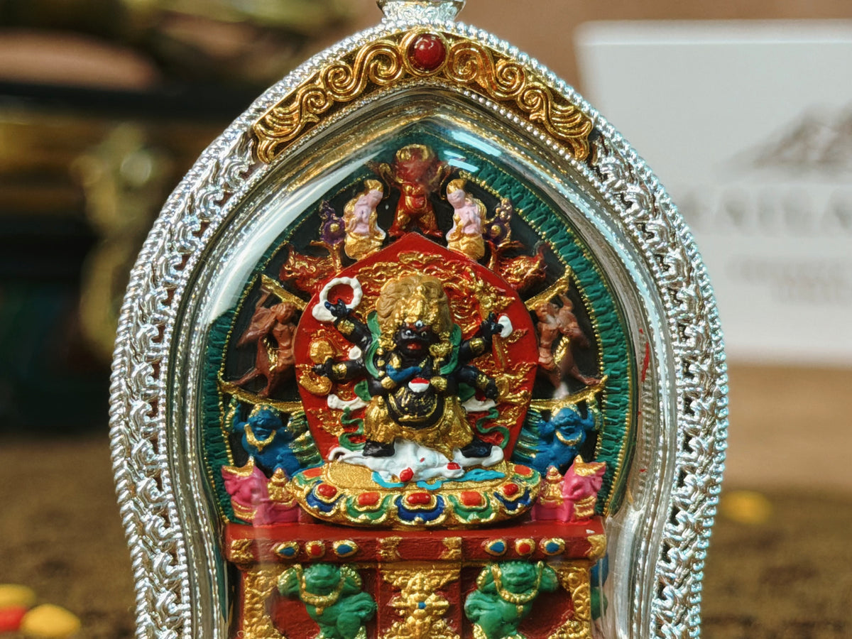 Six-Armed Mahakala Tsa Tsa Gau Pendant