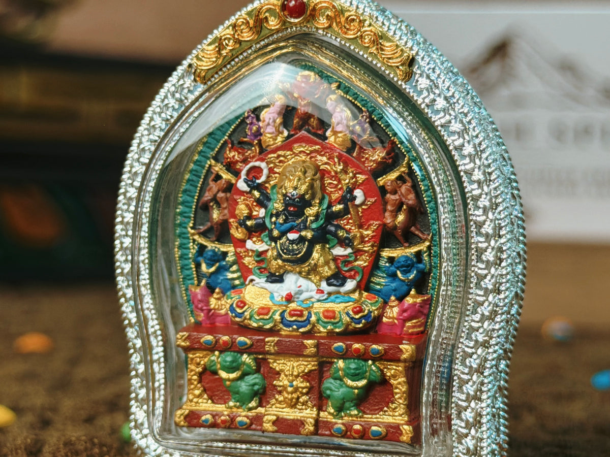 Six-Armed Mahakala Tsa Tsa Gau Pendant