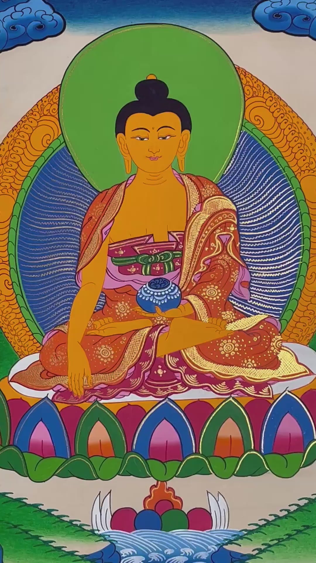 Shakyamuni Buddha Thangka | Hand-Painted Buddhist Art